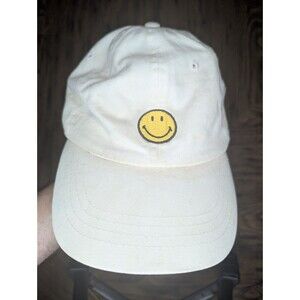 Embroidered Smiley Original Face Dad Hat Baseball Cap Beige Tan Adjustable Strap